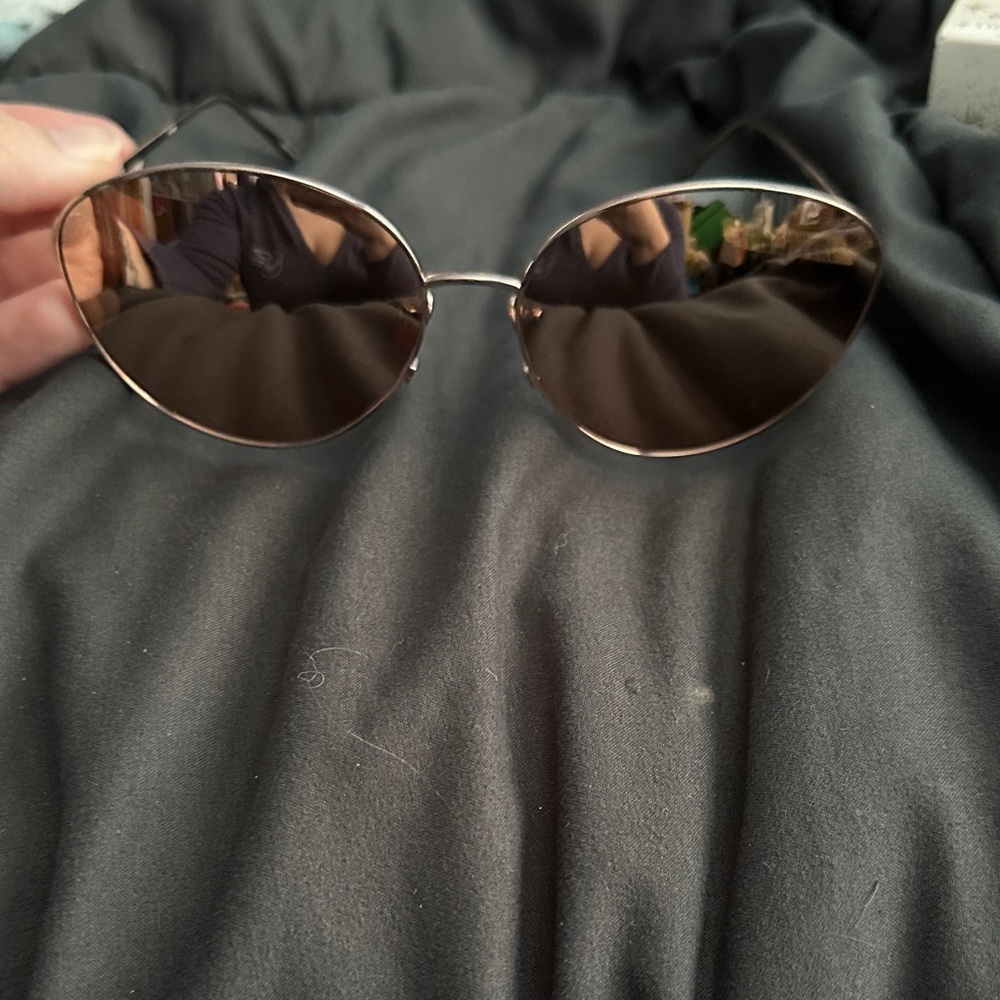 Linda Farrow Oval Sunglasses - Brown Lenses, Rose Gold Frame